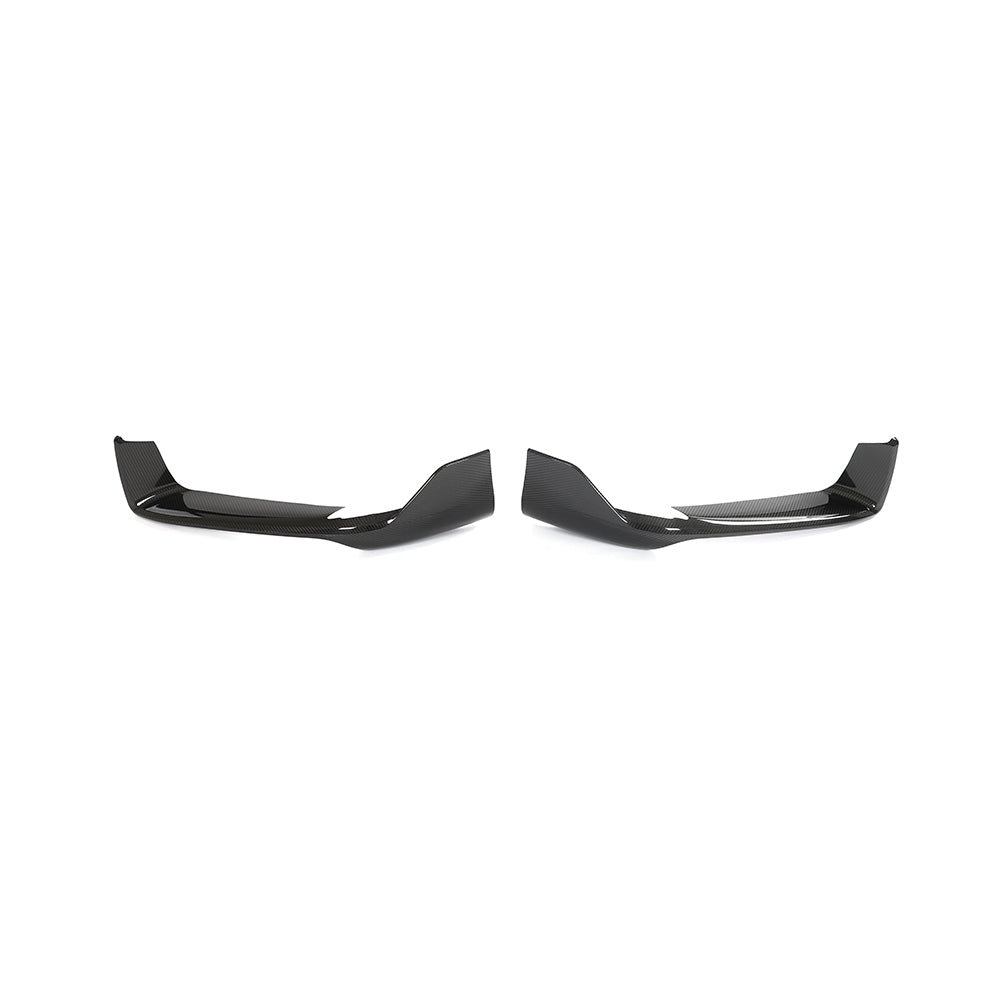 CT Carbon Porsche 992 Carrera carbon fibre corner splitters on a 2018-2024 model, showcasing sleek aerodynamic design.