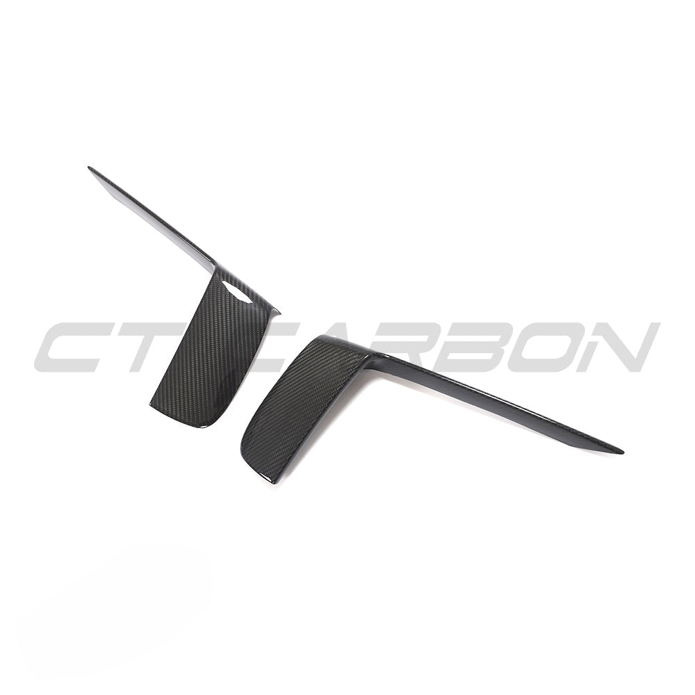 CT Carbon Porsche 911 991.2 GT3RS 2018-2020 carbon fiber front bumper trim covers, close-up of sleek, lightweight accessories.