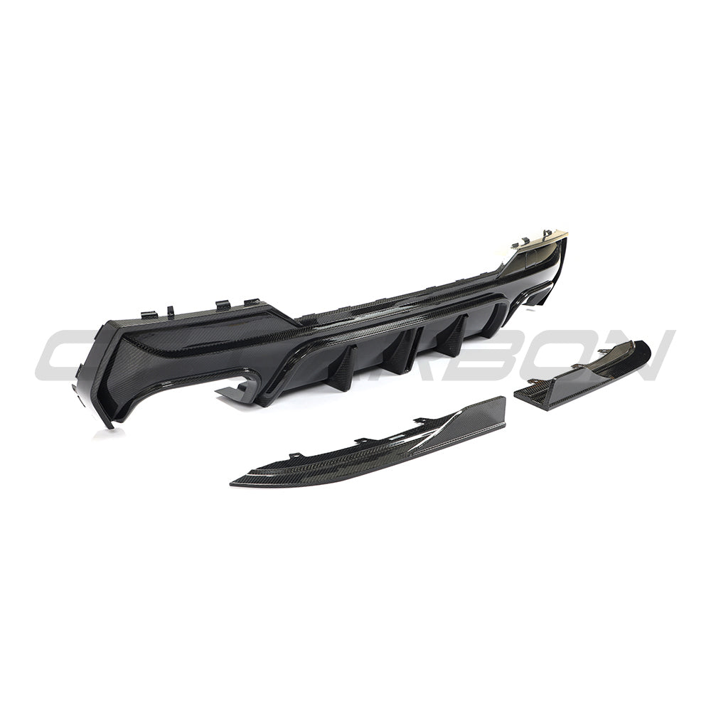 BMW G22 G23 4 Series 2020-2024 pre-LCI quad tip carbon fiber diffuser by CT Carbon, showcasing sleek aerodynamic design.