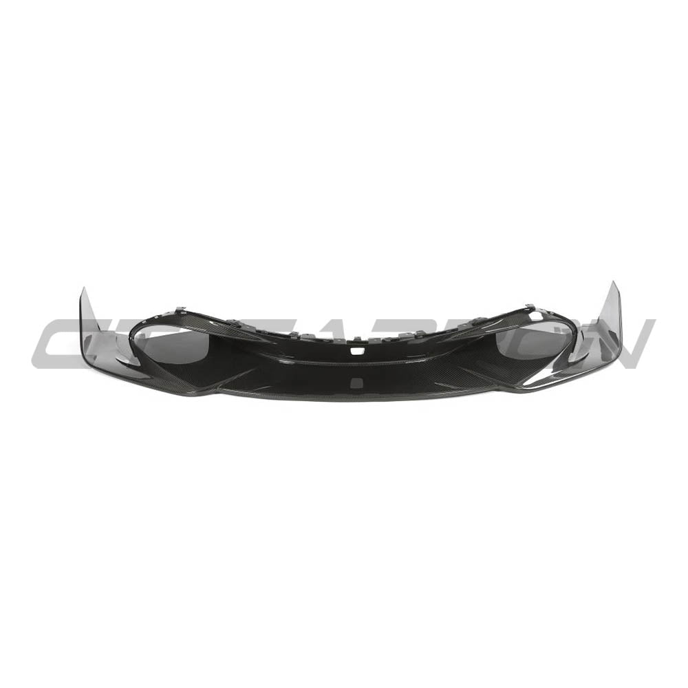 Carbon fiber splitter for McLaren 720S by CT Carbon, showcasing the sleek, aerodynamic design and detailed craftsmanship.