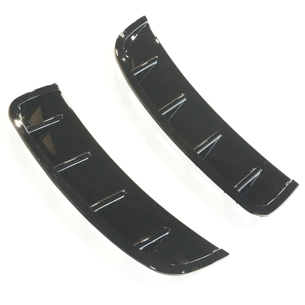 Mercedes A-Class W177 2018-2022 CT Carbon gloss black front bumper vents, close-up of sleek automotive accessory design.