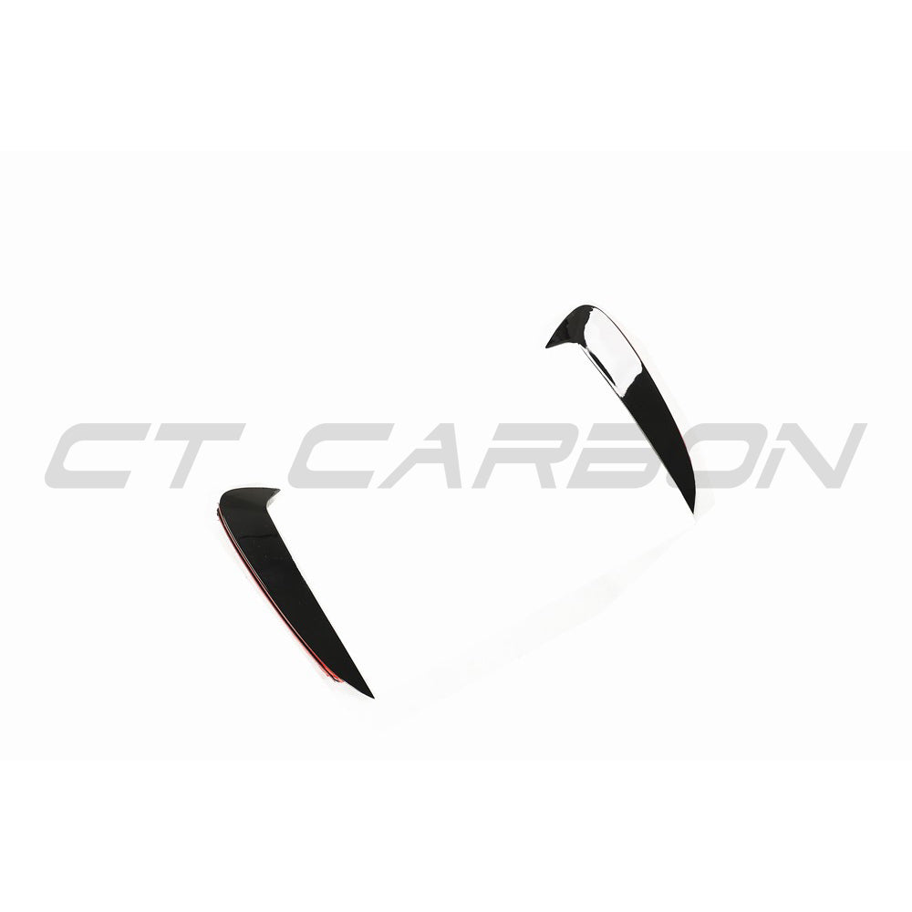 CT Carbon Mercedes C238 2017-2020 E-Class Coupe front bumper trim V2, close-up of black durable accessory for stylish car enhancement.