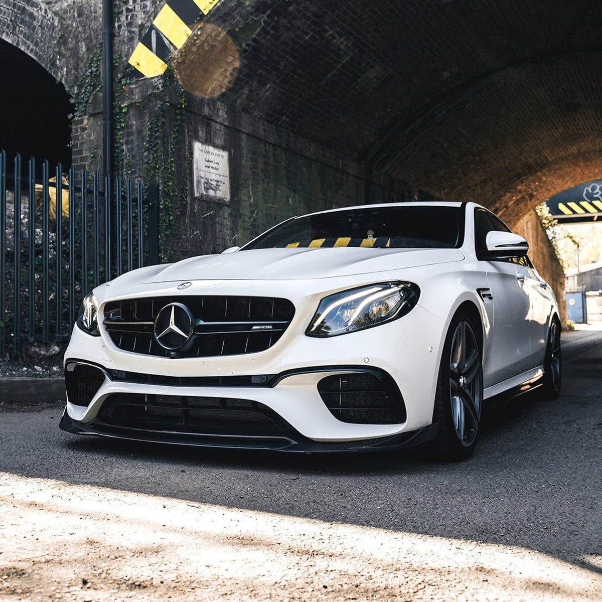 Mercedes E63 W213 2018-2020 CT Carbon full car carbon fiber kit showing detailed black carbon fiber parts on the vehicle