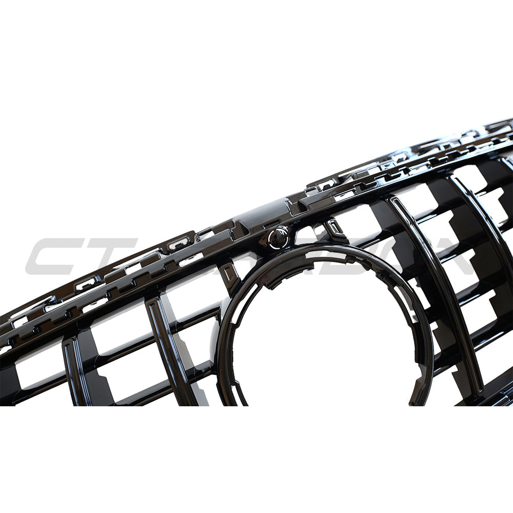 Mercedes V177 W177 A-Class Panamerica black grille by CT Carbon, featuring a sleek, aggressive front design on a dark grille.