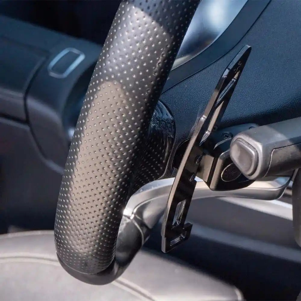 Mercedes AMG magnetic carbon fiber shifter paddles by CT Carbon, featuring sleek black carbon fiber design for AMG vehicle interior.