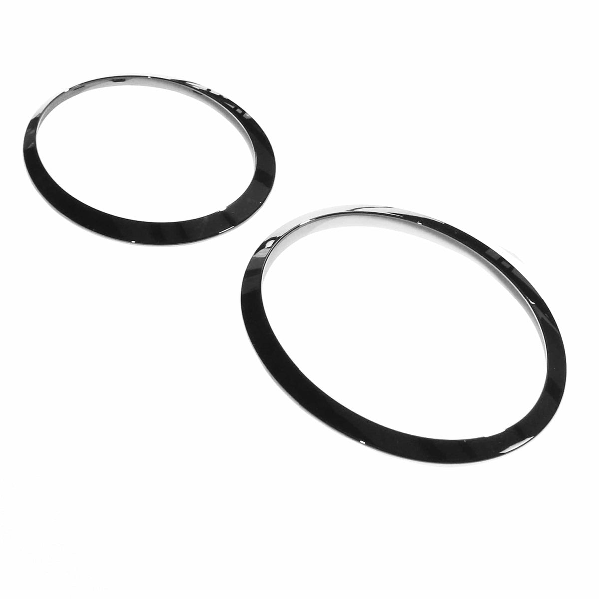 Black gloss front light surround pack for MINI Cooper S and JCW F56 by CT Carbon, enhances the vehicle’s front lighting appearance.