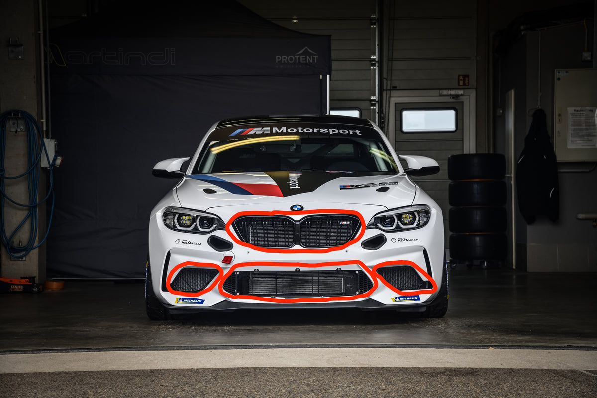 Genuine BMW Motorsport M2 CS Racing front grill kit showing sleek, high-performance grille design for BMW M2 CS Racing model