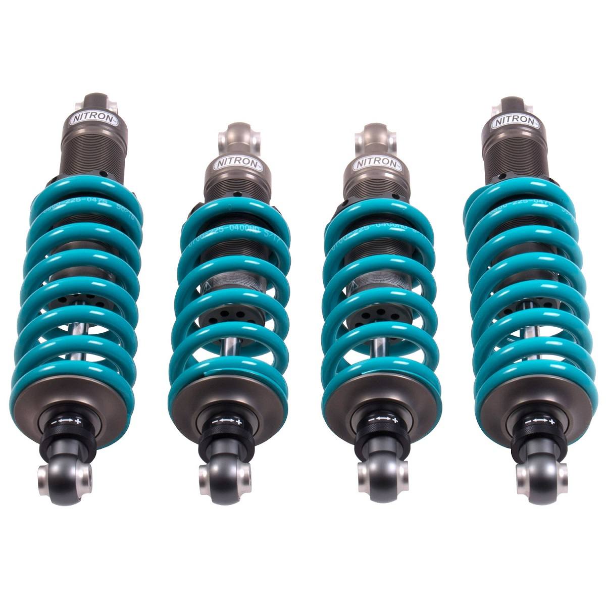 Nitron Racing Audi R8 Gen 2 NTR R1 suspension coilover kit with detailed shock absorber and coil spring, no helpers visible.