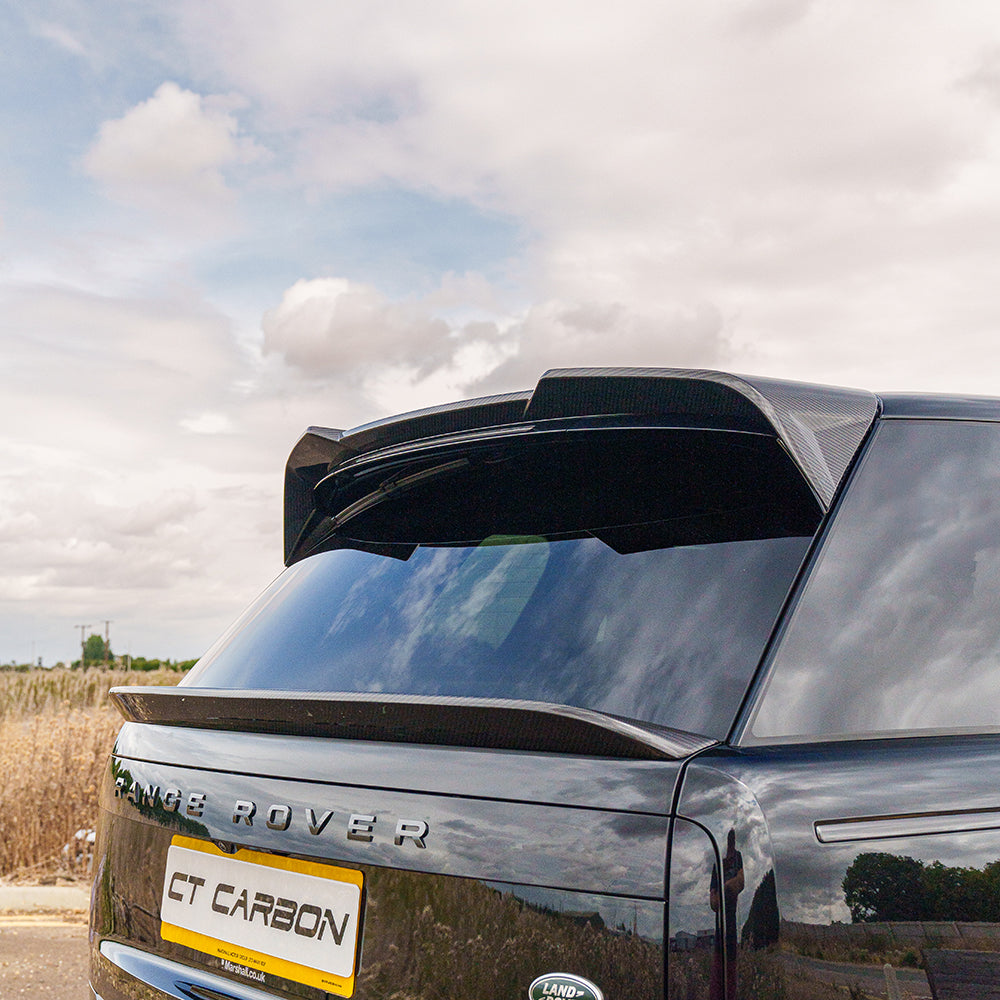 Range Rover L460 (SWB) 2022+ CT Carbon full car carbon fibre kit, showing detailed carbon fiber panels on vehicle exterior.
