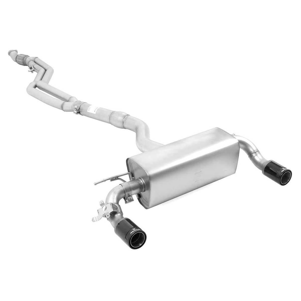 Remus BMW axle-back exhaust system for M135i and M235i N55 models, featuring polished dual tailpipes and stainless steel construction.