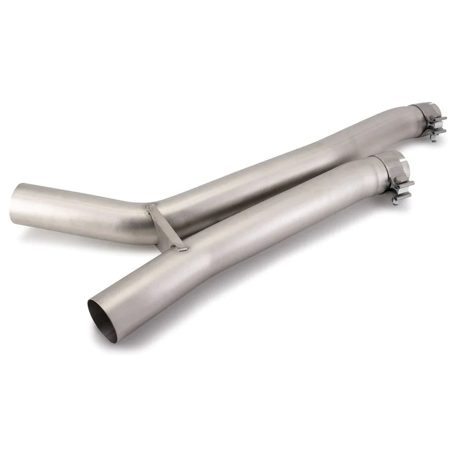 Remus BMW M2 Competition F87 mid pipe center section for exhaust system upgrade, showcasing the polished metallic pipe.