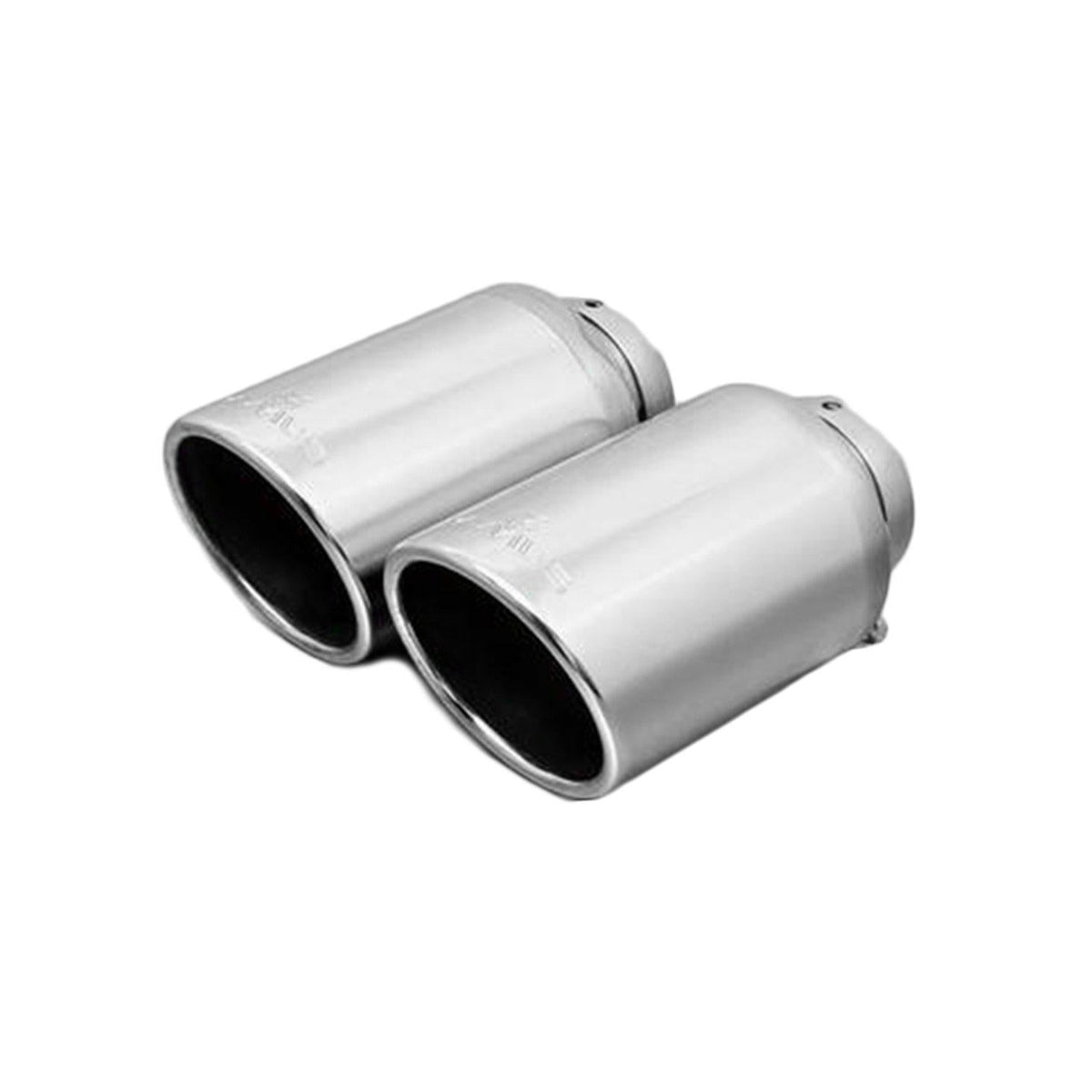 Remus BMW M240i axle back exhaust system with dual chrome tips and polished stainless steel finish on rear of vehicle