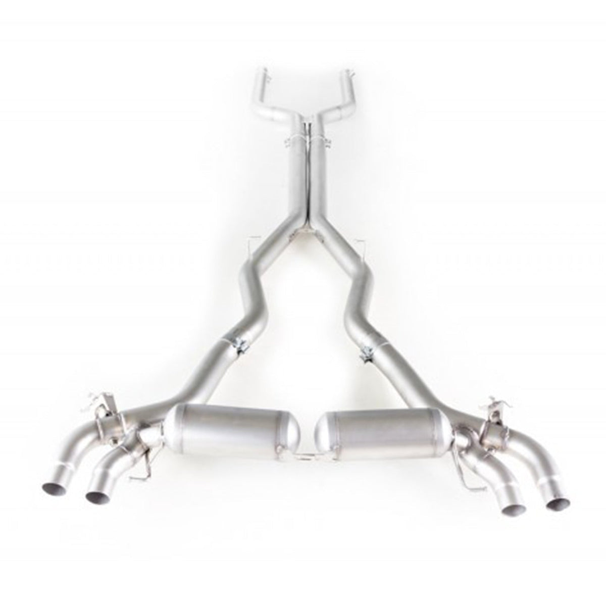 Remus BMW M5 F90 racing axle-back rear silencer exhaust for non-GPF vehicles, showcasing polished tips and sleek design.
