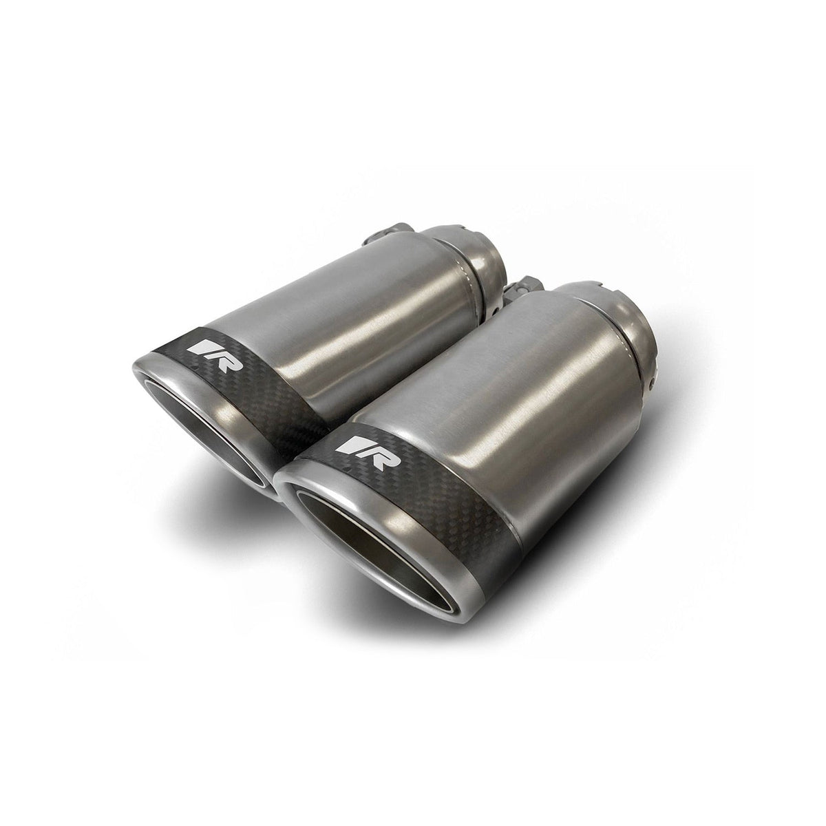 Remus BMW G42 M240i axle back exhaust system with stainless steel construction and angled chrome carbon tips.