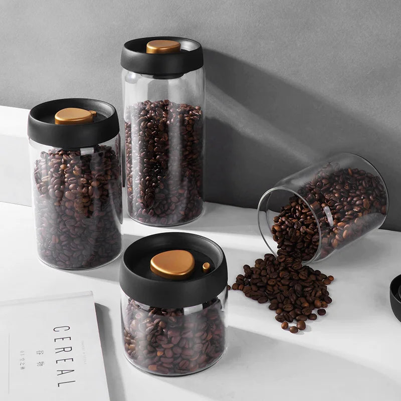 Nineteen72 Performance 72 Coffee vacuum sealed coffee bean canister in black, with airtight lid and compact design for fresh storage