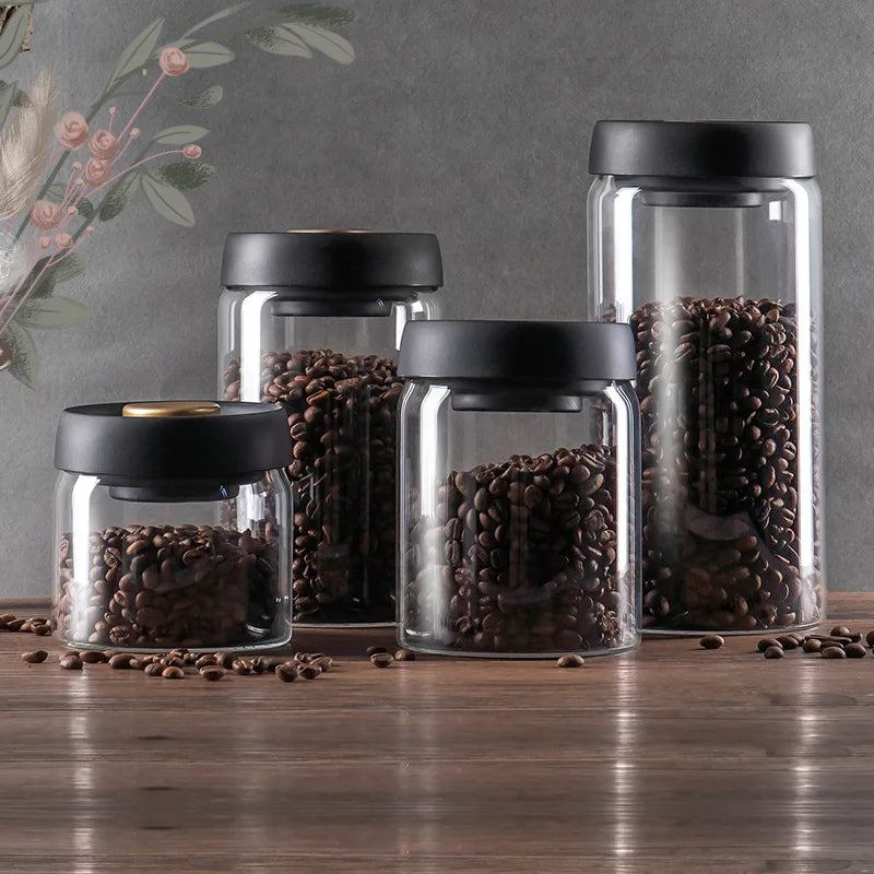Nineteen72 Performance 72 Coffee vacuum-sealed coffee bean canister in black, airtight coffee storage container with lid