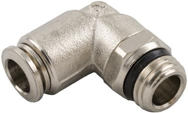 Nineteen72 Performance air ride fitting: male elbow NPT swivel adapter for hydraulic or air line connections.