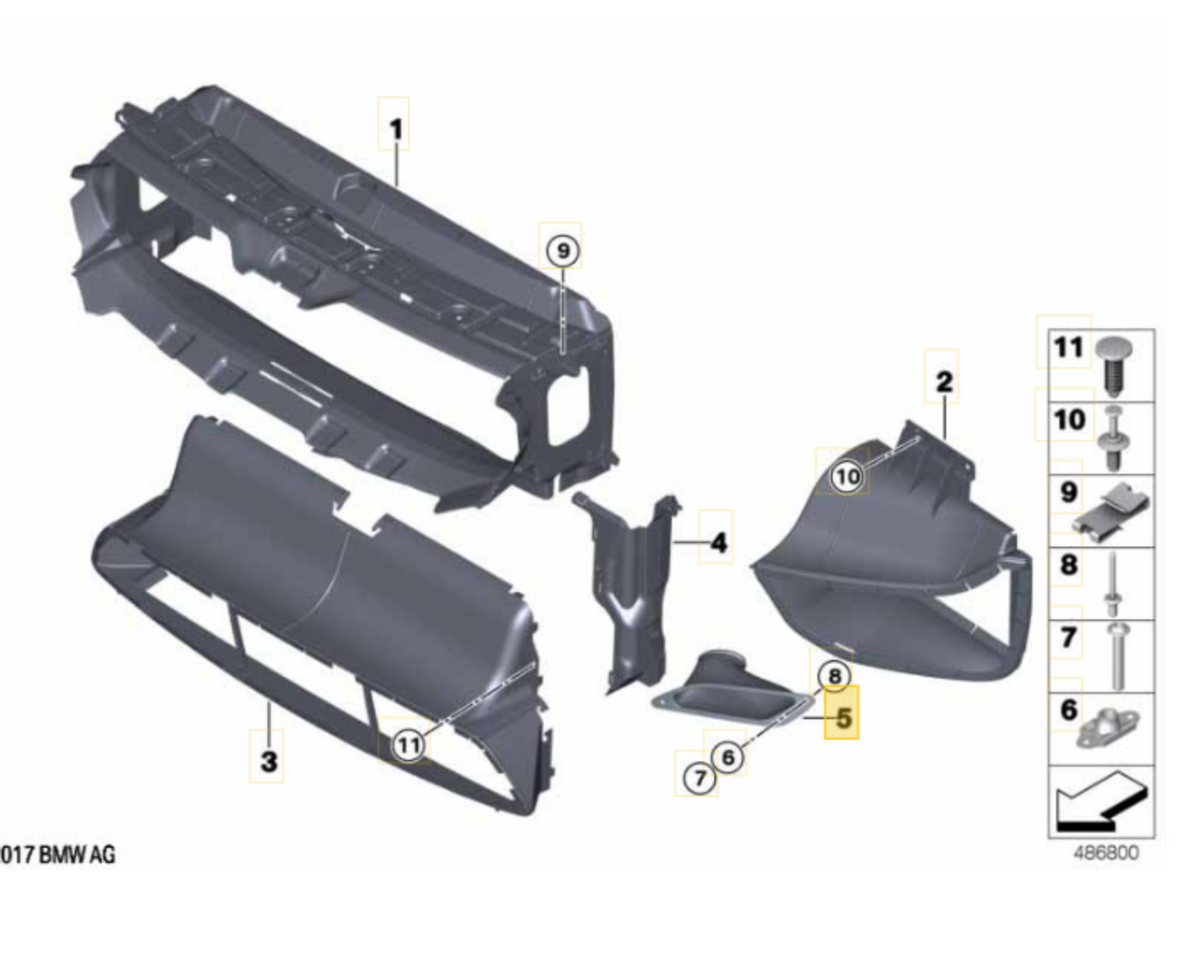 Genuine BMW Motorsport M4 GT4 racing front bumper brake ducts, high-performance components for improved cooling and aerodynamics.