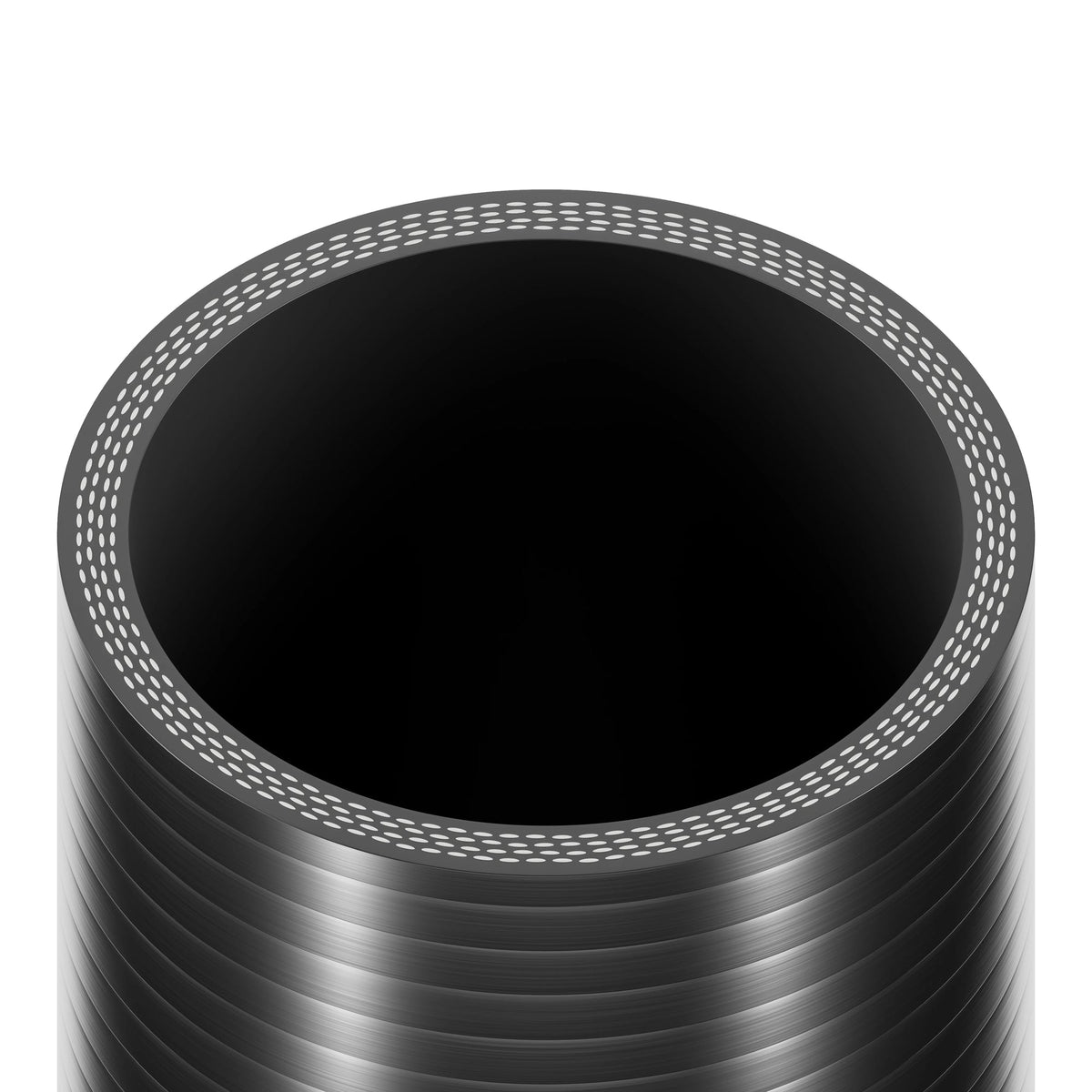 Auto Silicone Hoses 45-degree red reducing hose, 25mm to 38mm, black silicone with reinforced construction.