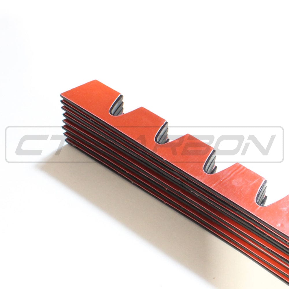 CT Carbon universal splitter lip protector installed on a vehicle, protecting the splitter from damage and debris.