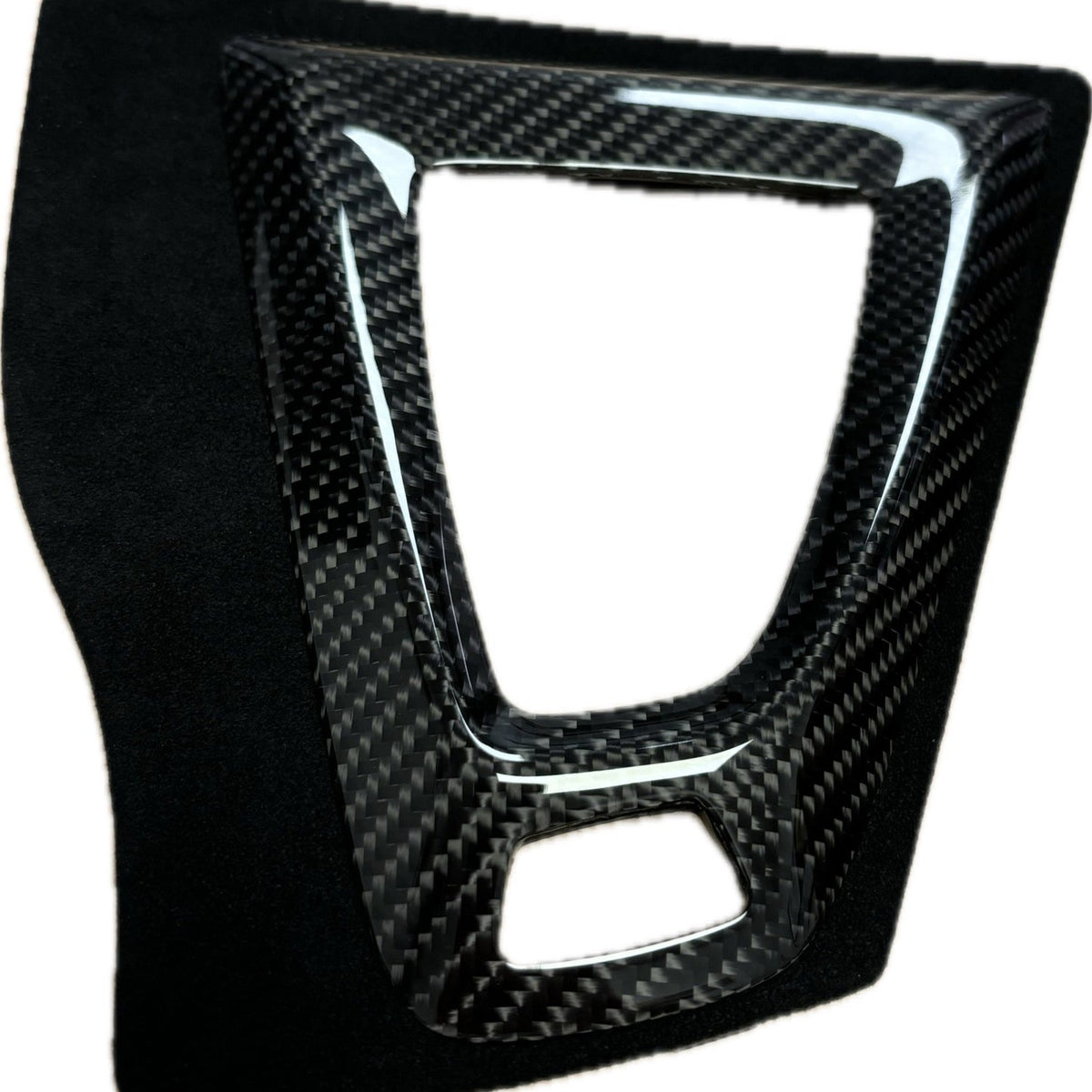 Genuine BMW M Performance carbon Alcantara gear selector surround for M3 M4 interior trim, featuring sleek black finish and premium materials.