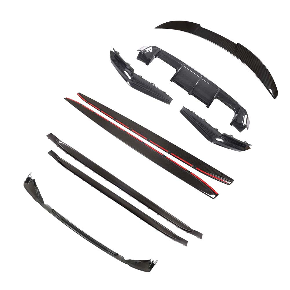 BMW G80 M3 full carbon fiber kit by CT Carbon, V4 model, featuring lightweight, high-performance automotive carbon fiber components.
