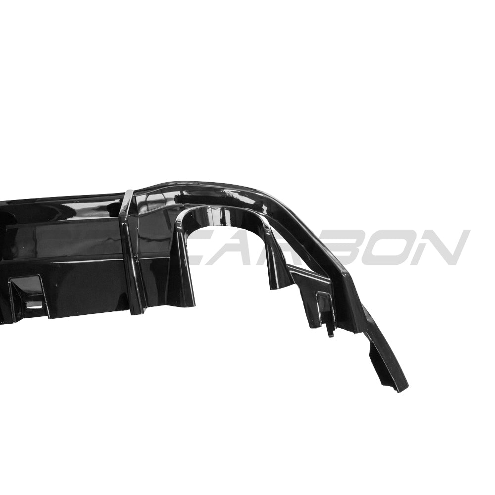CT Carbon gloss black diffuser for Volkswagen Golf MK8 GTI 2020+, designed to enhance the car's sporty rear appearance.