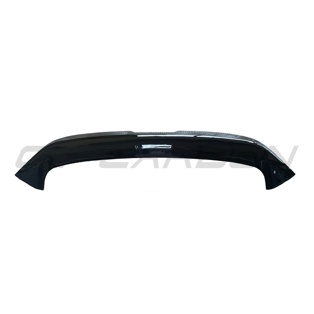 Gloss black spoiler for Volkswagen Golf MK7/7.5 from CT Carbon, designed for 2014-2020 models, with a sleek aerodynamic look.