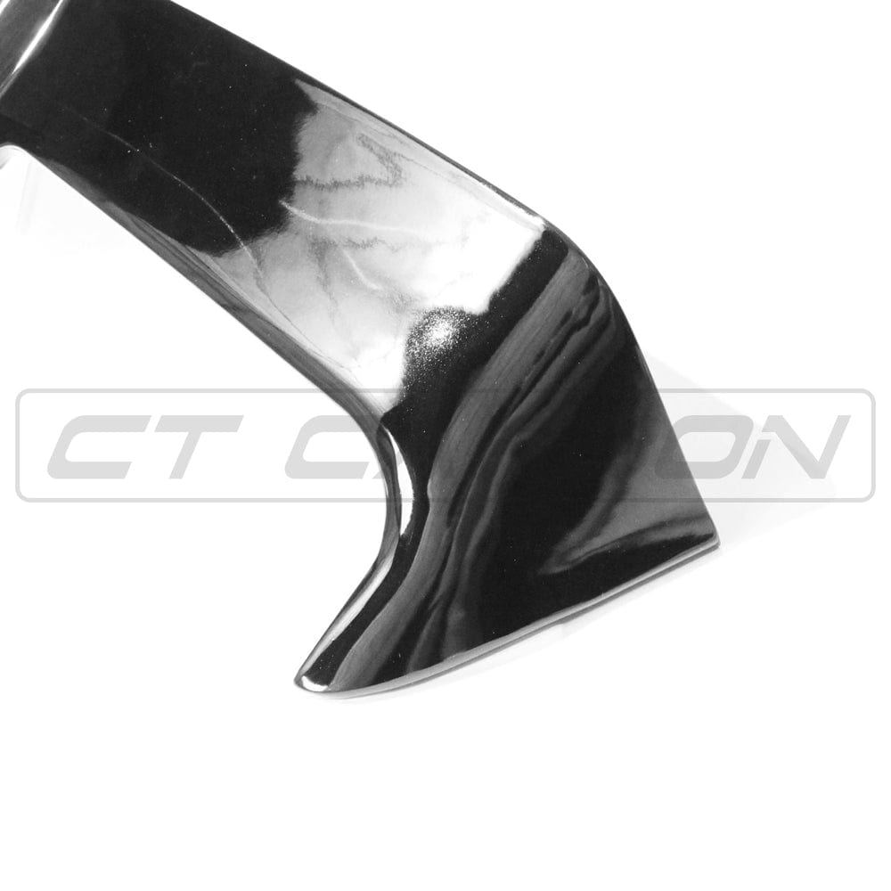 CT Carbon gloss black spoiler for Volkswagen Polo MK5 2014-2017, showing the aerodynamic rear roof spoiler design.