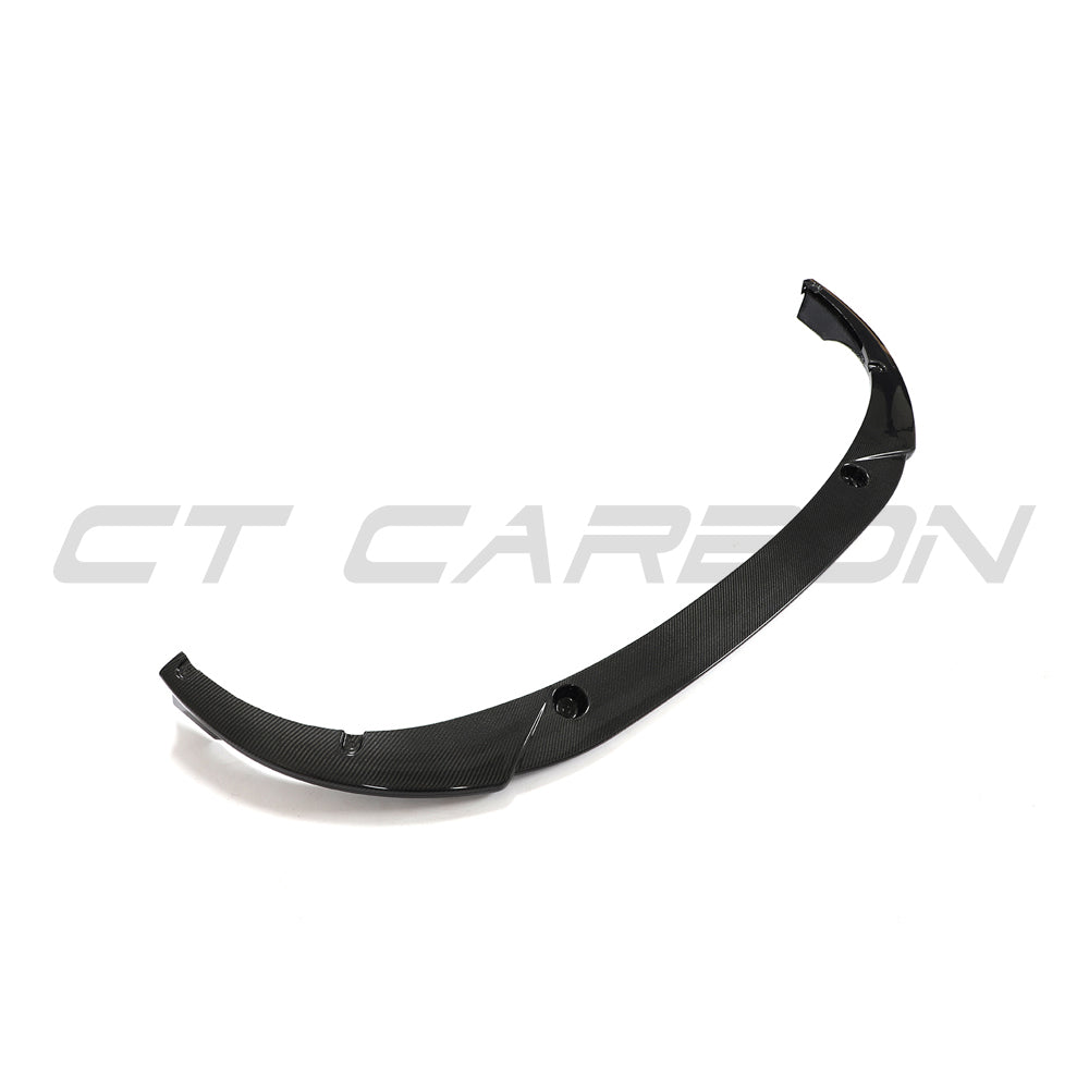 VW Golf MK8 GTI carbon fiber front splitter by CT Carbon, showcasing sleek aerodynamic design and high-quality material.
