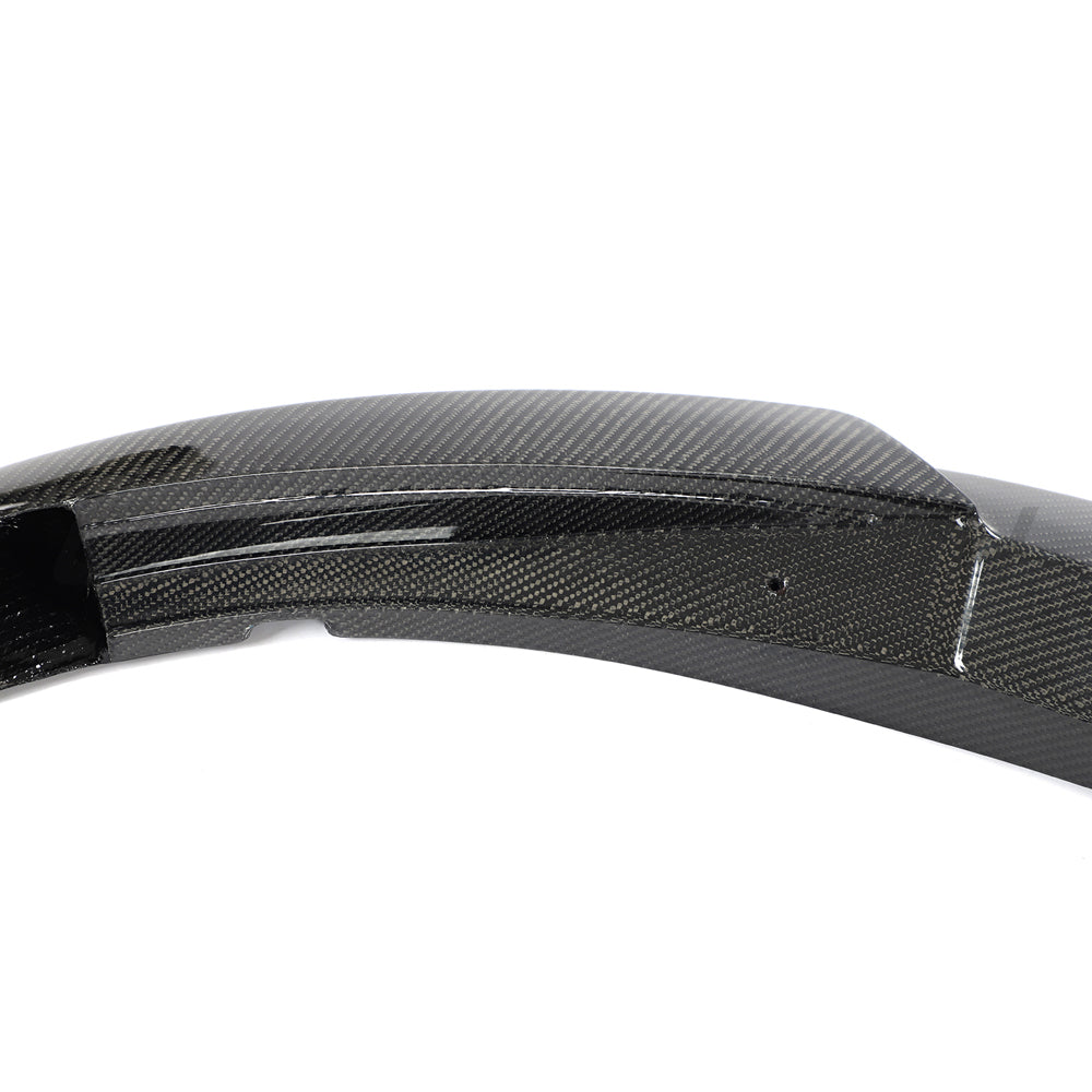 VW Golf MK8 GTI carbon fiber front splitter by CT Carbon, showcasing the sleek, aerodynamic design of the V1 splitter.