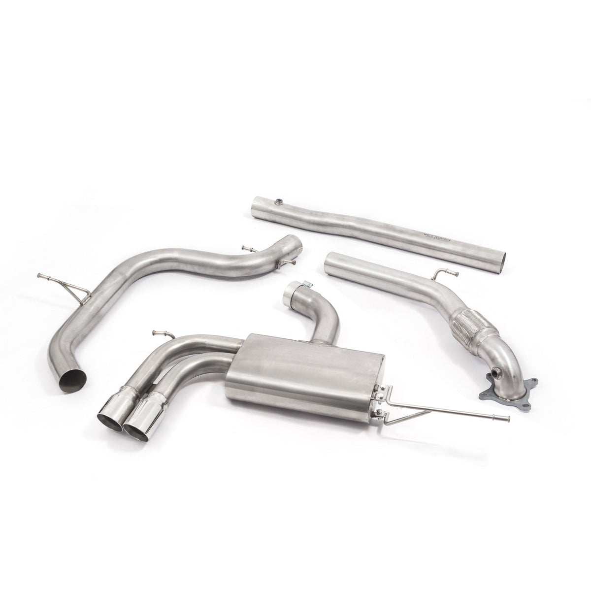Cobra Sport VW Golf GTI Mk5 2.0 T FSI cat back performance exhaust, de-cat non-resonated, showcasing the turbo back system.