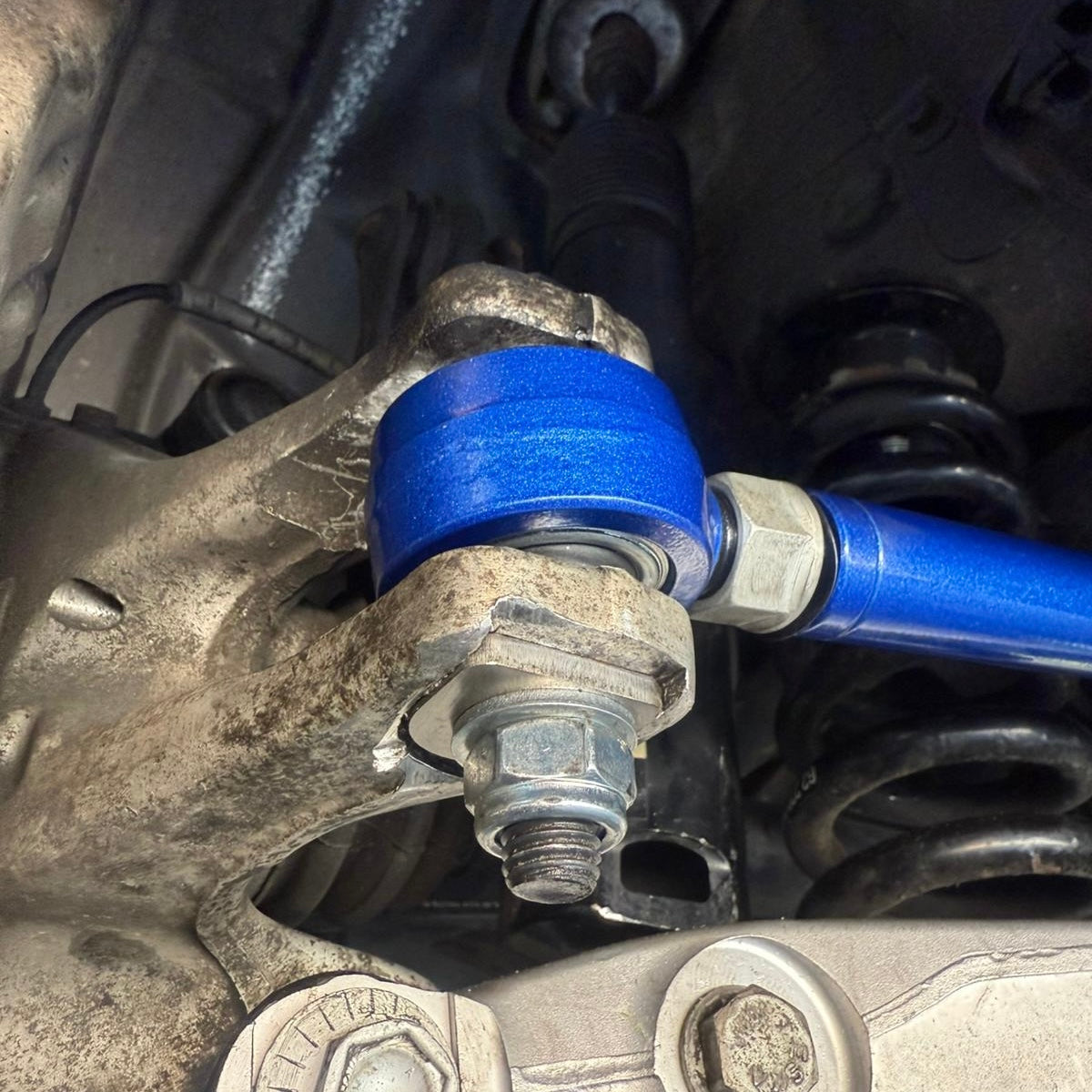 BMW M2, M3, M4 F8X G8X rear toe lockout shims kit for suspension and alignment by XC3 Engineering, showing the lockout components.
