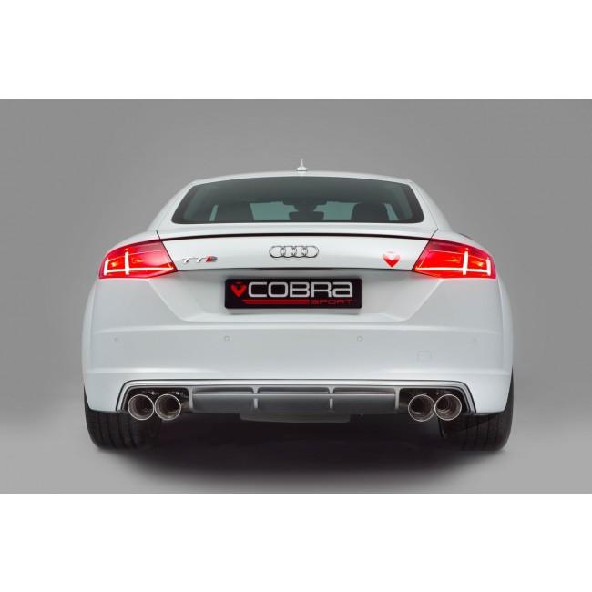 Cobra Sport Audi TTS Mk3 2.0 TFSI cat back performance exhaust system with polished tips and sleek design.