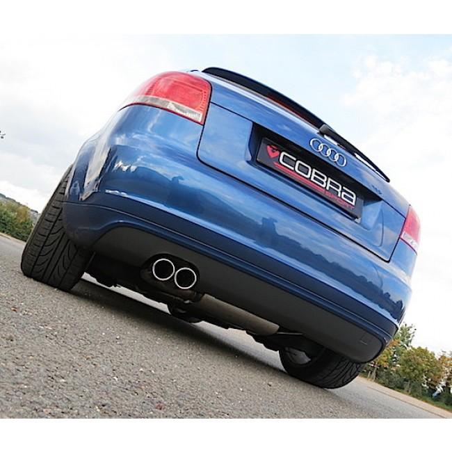 Cobra Sport Audi A3 8P 2.0 TDI twin tip cat back performance exhaust installed on a 3-door model showing exhaust tips