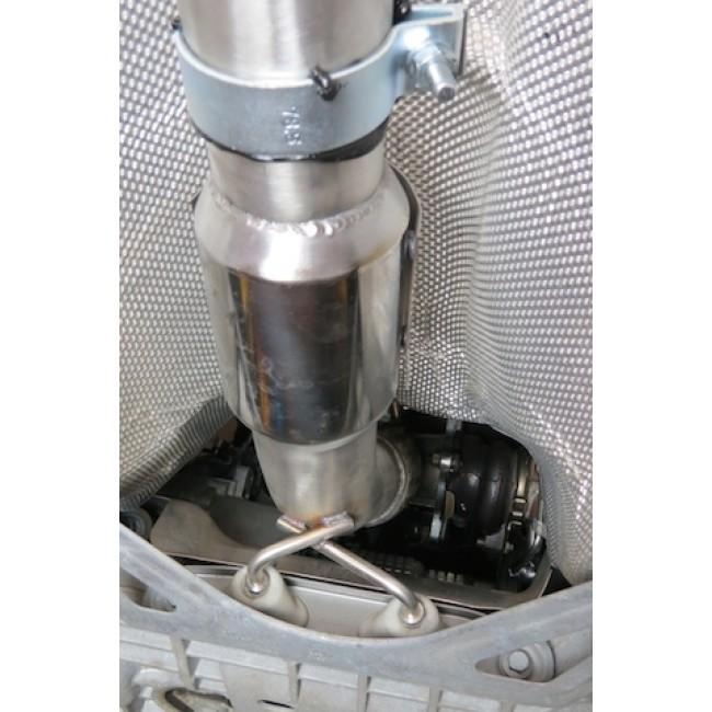 Cobra Sport turbo back performance exhaust for Audi TT Mk2 1.8/2.0 TFSI 2007-2011, showing polished metal exhaust components.