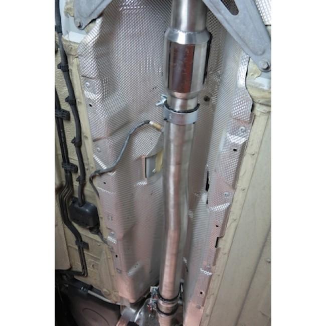 Cobra Sport turbo back performance exhaust for Audi TT Mk2 1.8/2.0 TFSI 2007-2011, showing stainless steel pipes and muffler.