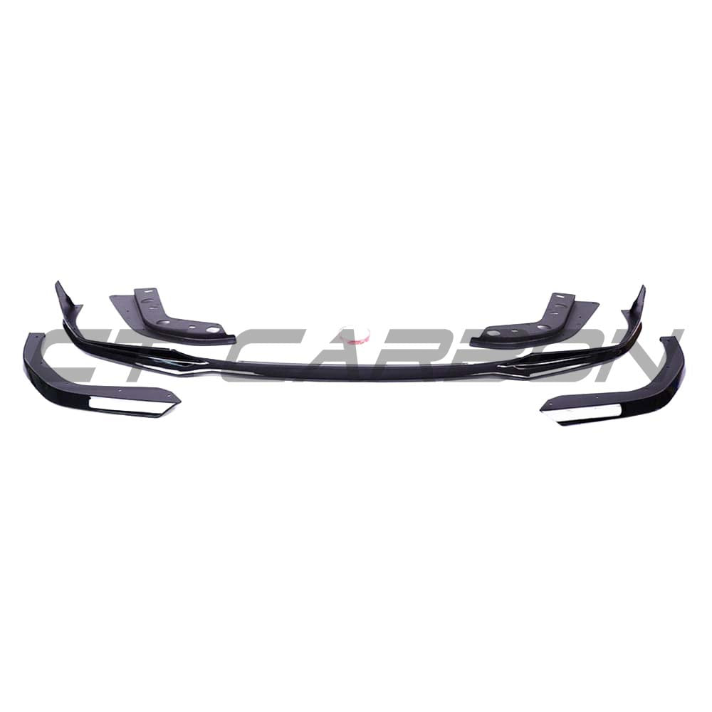 BMW G20 3 Series gloss black exhaust kit with square tips by CT Carbon, featuring full installation components and MP style design.