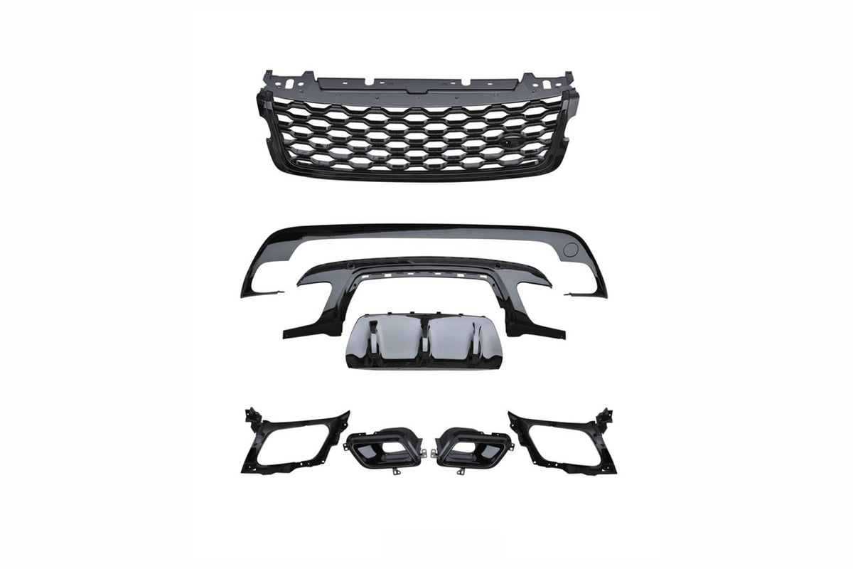 Full black edition Range Rover Velar trim kit by CT Carbon, featuring sleek black accents for 2017+ Land Rover Velar.