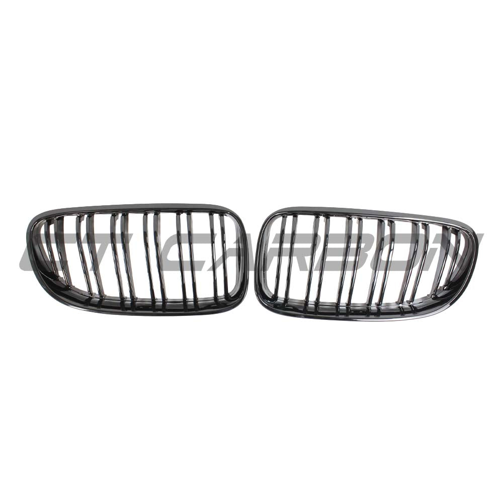 Black BMW E92/E93 3 Series LCI double slat grille by CT Carbon, showcasing sleek black grille design for BMW M3 and 3 Series models.