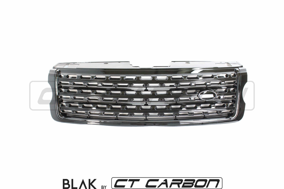Black full black edition trim pack kit for Range Rover Vogue L405 by CT Carbon, featuring black splitter and exterior accents.