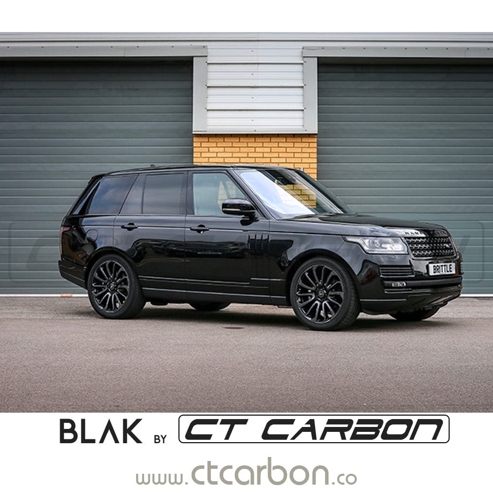 Black CT Carbon splitter kit for Range Rover Vogue L405 Full Black Edition 2013-2017, enhances front exterior styling.
