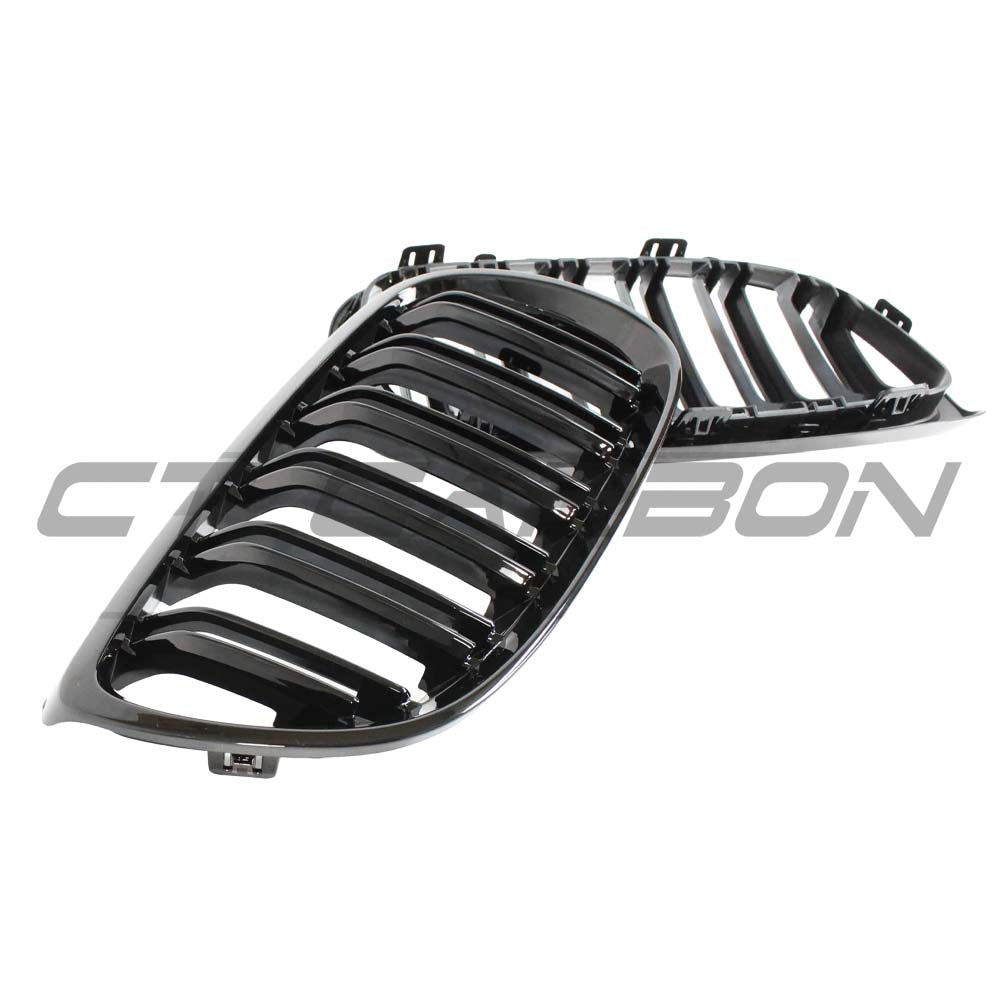 Black double slat grille for BMW M3 E92/E93 3 Series by CT Carbon, featuring sleek black design and precise fitment.