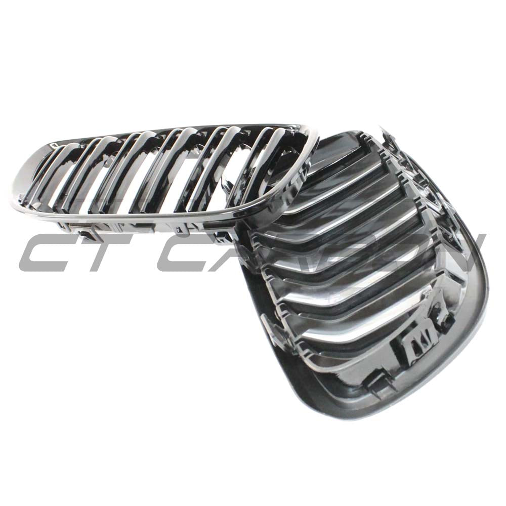 BMW M3 3 Series E92/E93 CT Carbon double slat black grille installed on the front of the vehicle.