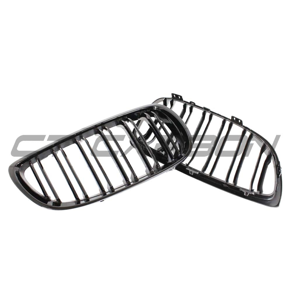BMW M3 E92/E93 CT Carbon double slat black grille, replacement front grille for 3 Series models, sleek black finish, high-quality design.