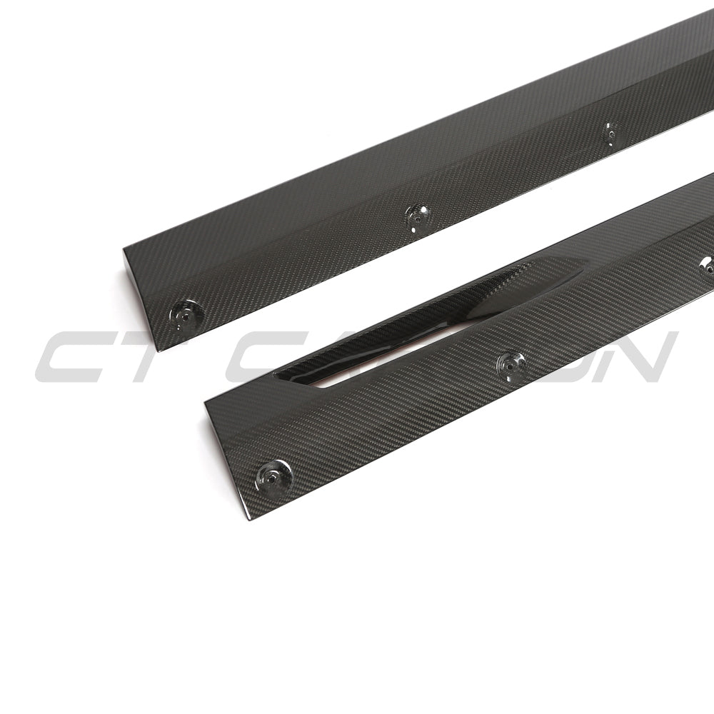 BMW G90 G99 M5 2024+ carbon fibre side skirts by CT Design, showcasing sleek, lightweight side panel enhancements.