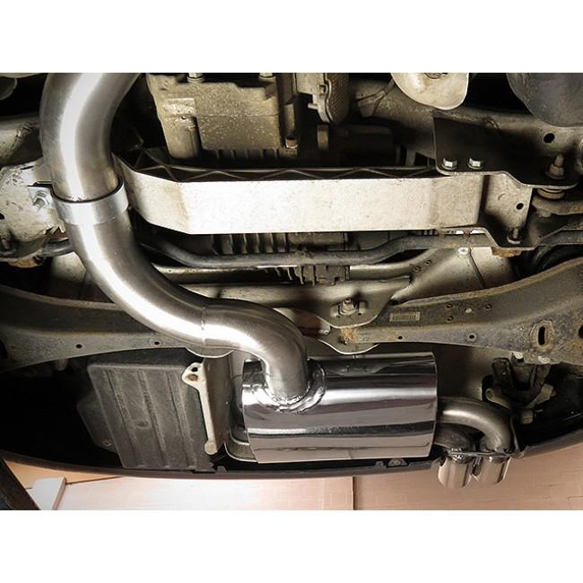 Cobra Sport Audi A3 8P 2.0 TFSI Quattro cat back performance exhaust installed on a three-door hatchback, showcasing the exhaust system.
