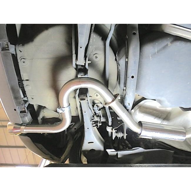 Cobra Sport Audi A3 8P 2.0 TDI cat back performance exhaust installed, showing the sleek single tip design on a five-door model.