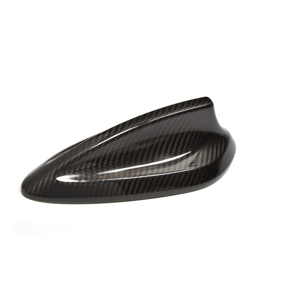BMW Fxx carbon fibre antenna cover by CT Carbon, close-up of sleek black carbon fibre exterior, accessory for vehicle aesthetic enhancement