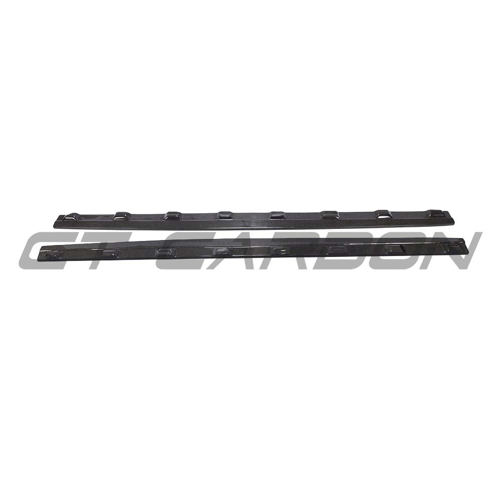Carbon fiber side skirts for Audi A3 8V facelift by CT Carbon, showing sleek, aerodynamic design on the vehicle's sides.